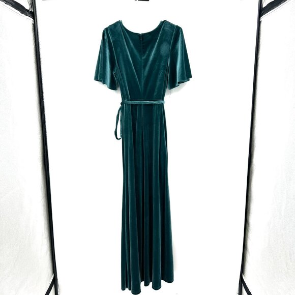 Celebrate DB Studio Green Velvet Short Sleeve Maxi Dress Women's 8 - Picture 6 of 6